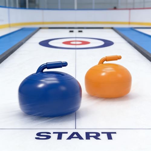 Curling Board Game Tabletop Edition with Large Roll Up Mat Portable Indoor Outdoor Family Fun Interactive Desktop Curling for Home Party Travel