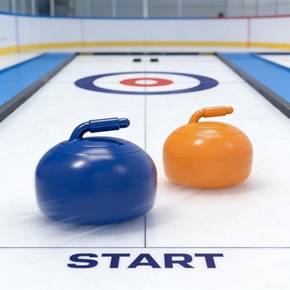 Curling Board Game Tabletop Edition with Large Roll Up Mat Portable Indoor Outdoor Family Fun Interactive Desktop Curling for Home Party Travel