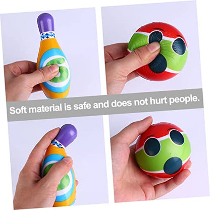 Mini PU Solid Bowling Pins Balls for Indoor Outdoor Play Sports for Interaction and Beginner Bowling Training