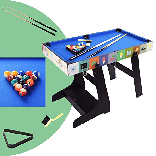 DRM 4FT 4 in 1 Folding Muliti Sports Game Table, Combo Table - Pool/Snooker Table, Air Hockey Table,Table Tennis Table,Football Table with Storage Box