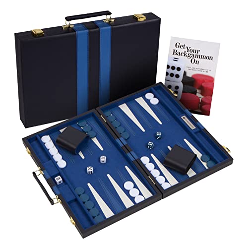 Get The Games Out Top Backgammon Set - Small Travel Size Classic Board Game Case - Best Strategy & Tip Guide (Blue, Small) - color: Blue, size: Small