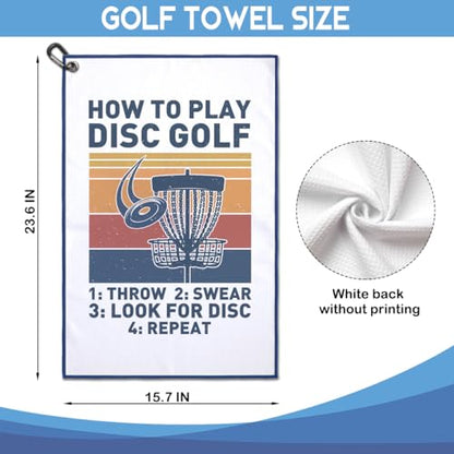 How to Play Disc Golf Golfing Printed Microfiber Golf Towel, Men Women Sunset Disc & Basket Print Golfing Towel, Golfer Bags Accessories Gifts for Men Women Golfing Lover & Fan Family Friend - color: Multicolor057
