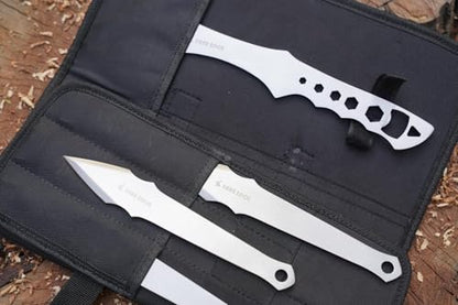 Professional Throwing Axe Set, 6 Pack 11.5" Stainless Steel Throwing Axes - Axe Throwing Game, Competition & Target Practice, Tomahawk Hatchets with Nylon Sheath - style: Blank Stainless Steel