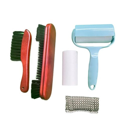 5 Pieces Billiard Cleaning Brush Set Pool Table Cleaner Wooden Handle Felt Cleaner Accessories Roller Multifunctional Tool Suitable for Home Game - color: Red