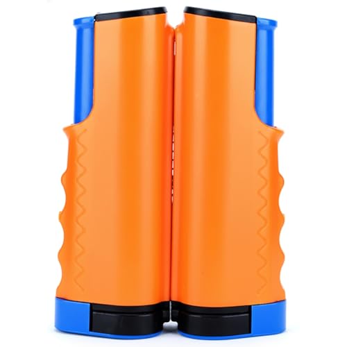 Retractable Table Tennis Net Set, Portable Clip-On Ping Pong Net for Flat Surfaces, Tool-Free Setup with Durable PP Construction - color: Orange