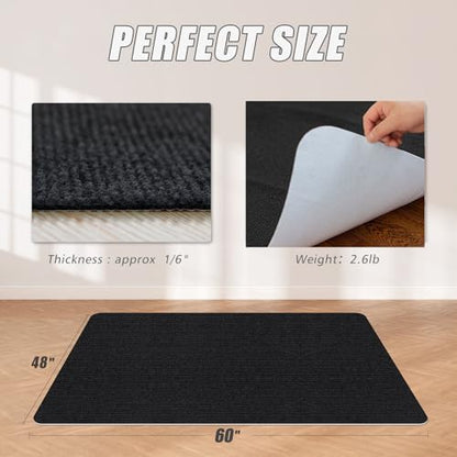 Sycoodeal Office Chair Mat for Hardwood Floor,Office Computer Gaming Chair Mat for Tile Floor,Large Floor Protector Rug,Anti-Slip,Easy to Clean,Carbon-Black (48"x60") - size: 48*60"
