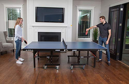 JOOLA Inside Professional MDF Indoor Ping Pong Table with Quick Clamp Table Tennis Net and Post Set - 10 Minute Easy Assembly - Tournament Quality - Foldable with Single Player Playback Mode - color: 25mm Blue