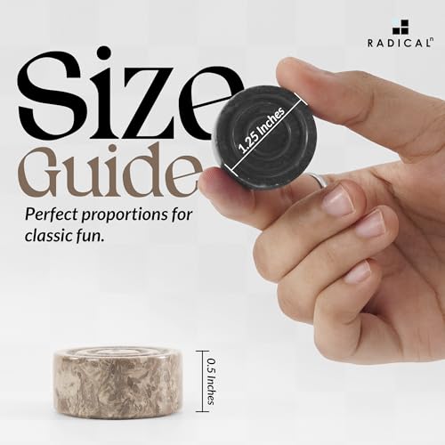 Radicaln Marble Checker Figures 1.25'' Inches Black and Oceanic Handmade Checker Pieces for Chess Board Game Draughts Game, Chess and Checkers Set - color: Black and Oceanic