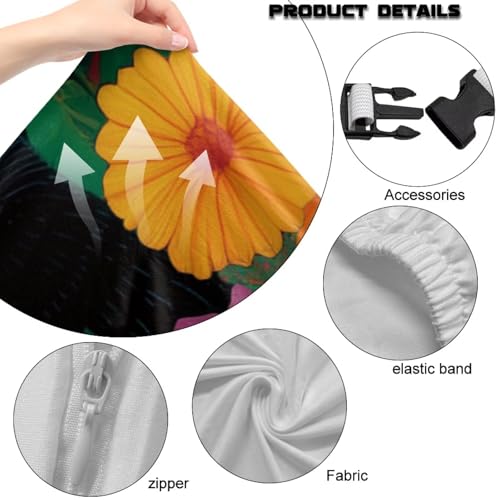 Suobstales Cat Floral Pattern 4-Piece Gaming Chair Slipcover Set, Stretch Elastic Cover with Armrest Covers, Washable Computer Gamer Chair Slipcovers for Racing, Reclining & Ergonomic Office Chairs - color: Cat Floral