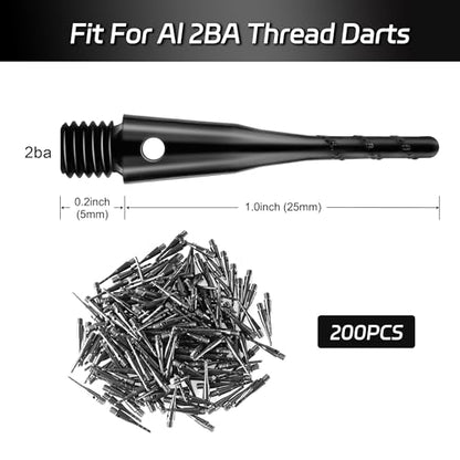 CyeeLife Darts Soft Tip,2BA Thread Soft Tip Dart Point 200 Pack, Plastic Tip Dart Points, Soft Tip Sets, Dart Accessory