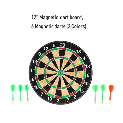 PowerTRC Magnetic Dart Board Game, Magnetic Dart Toy for Kids, Indoor - Outdoor Game Activities, Gift for Boys Girls Ages 5 6 7 8 9 10 11 12 Year Old Kids and Adults