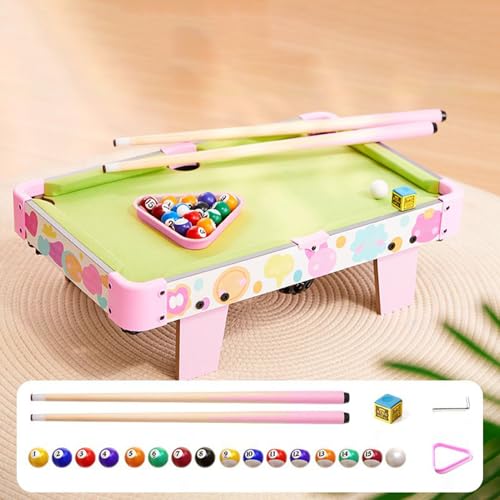 Mini Pool Table for Kids, Desktop Billiards Game Set with Balls & Sticks, Interactive Hand-Eye Coordination Fun Toy for Kids Boys Girls Adults