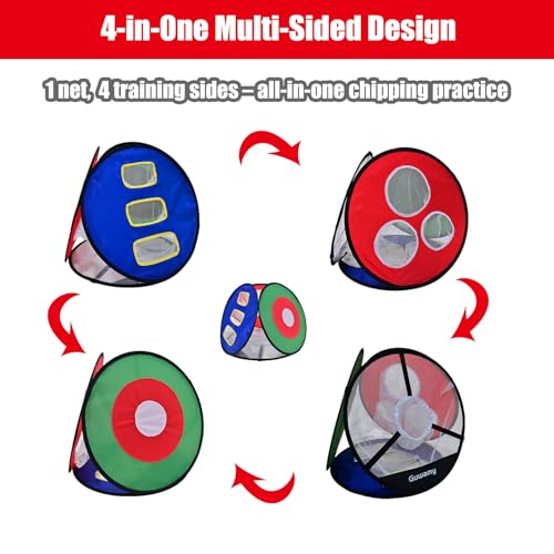 4-in-1 Pop Up Golf Chipping Net – Versatile 4-Sided Design for All Training Scenarios, Portable Indoor/Outdoor Practice Kit, Easy Setup Gift for Golfers & Beginners - size: only 1 4-in-1 Net, style: Only Golf Net