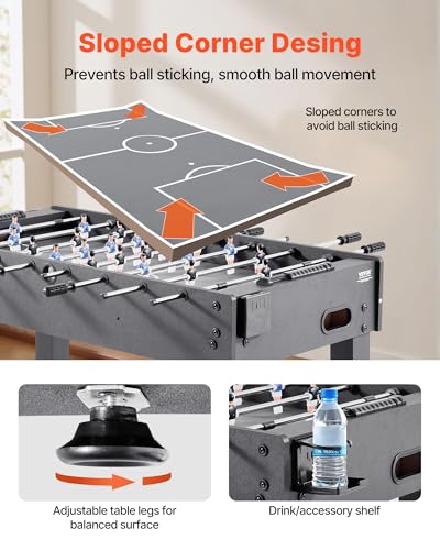 VEVOR Foosball Table, 55 inch / 42 inch Standard Size Foosball Table, Indoor Full Size Football Table for Home, Family, and Game Room, Soccer with Durable Soccer Set - size: 48IN