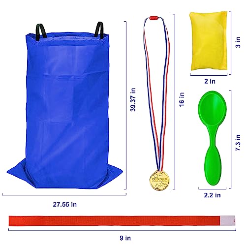 Tlooe Potato Sack Race Bags for Adults and Kids, Bean Bag Toss Game, 3 Legged Race Bands, Egg Spoon Relay Race Game, Carnival Outdoor Lawn Game for Easter, Halloween, Christmas, Birthday Party
