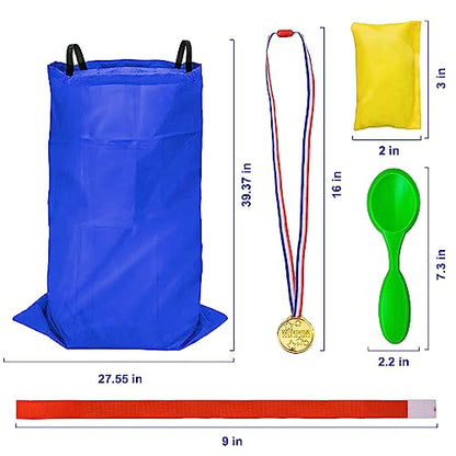 Tlooe Potato Sack Race Bags for Adults and Kids, Bean Bag Toss Game, 3 Legged Race Bands, Egg Spoon Relay Race Game, Carnival Outdoor Lawn Game for Easter, Halloween, Christmas, Birthday Party