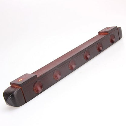 Pool Stick Holder, Wall Mounted 6 Cue Billiard Rack - Premium Solid Wood Cue Accessories