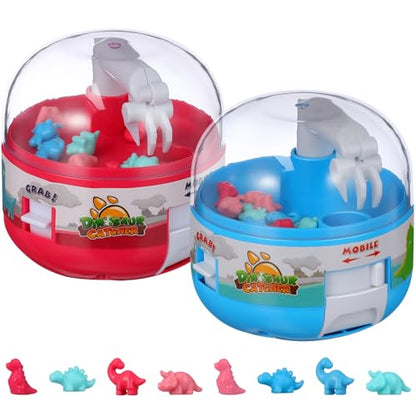 Toddmomy 2pcs Mini Dinosaur Claw Machine: Mini Claw Dinosaur Machine for Kids Prizes Arcade Grabber Game Christmas Birthday Party Favor