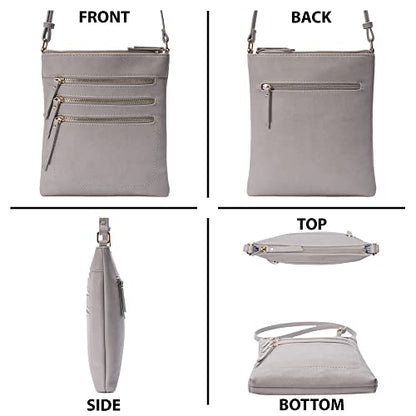 Solene Crossbody Bag Functional Multi Pocket Messenger Purse Top Zip Closure Shoulder Handbag With Adjustable Strap - color: Gray