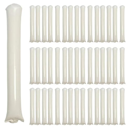 48pcs Round Head Boom Sticks Thunder Sticks Cheering Sticks Team Spirit Plastic Cheerleading Spirit Stick Clapper Inflatable Noise Maker Sports Supply (White) - color: White