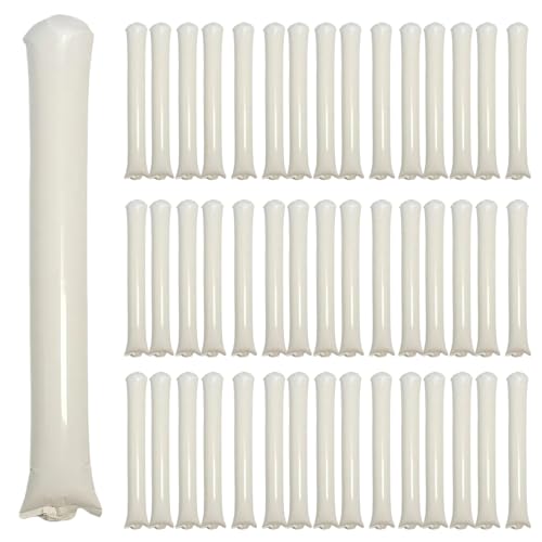 48pcs Round Head Boom Sticks Thunder Sticks Cheering Sticks Team Spirit Plastic Cheerleading Spirit Stick Clapper Inflatable Noise Maker Sports Supply (White) - color: White