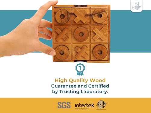 BSIRI Wooden Tic Tac Toe Game Coffee Tabletop XO Blocks Ideal for Family Living Room Games Night for Adults for Desk Decor and Unique Wood Gifts for All Occasions 5.5 Inch - style: Classic