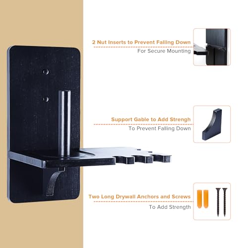 GOOX Pool Chalk Holder - Wall Mounted Solid Wood Cone Chalk Holder for Billiards - Pool Table Accessories Black