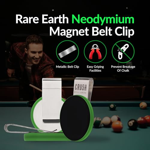Ultra-Grip Magnetic Chalk Holder Clip - Neodymium Belt Clip for Secure Cue Chalk, Pool Stick Chalk Holder, Ideal for Billiards & Pool Accessories, Cue Stick Magnetic - color: Green