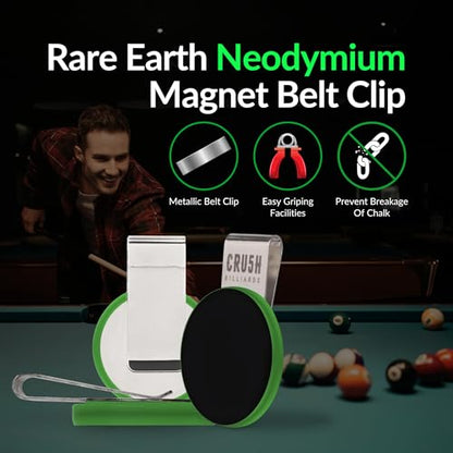 Ultra-Grip Magnetic Chalk Holder Clip - Neodymium Belt Clip for Secure Cue Chalk, Pool Stick Chalk Holder, Ideal for Billiards & Pool Accessories, Cue Stick Magnetic - color: Green