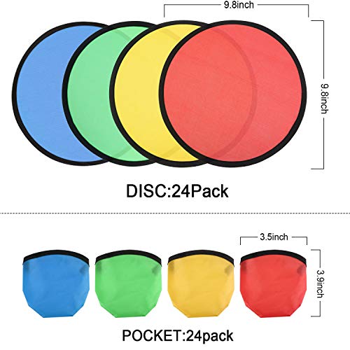 Norme 24 Pcs Foldable Flying Disc Fans Bulk with Bags 9.8 Inch DIY Handheld Folding Fly Cooling Fans Beach Flying Disc for Summer Outdoor Game Activities Independence Day