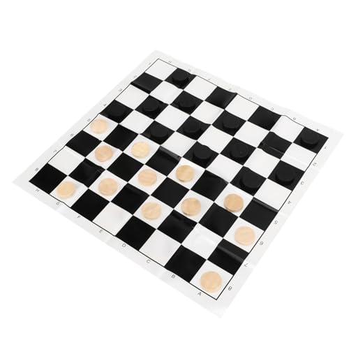Qinlorgo Wooden International Checkers, 28 Piece Grain Wood Chess Set with Reversible Board for Kids and Adults, Classic Indoor Outdoor Game for Family, Camping, Backyard
