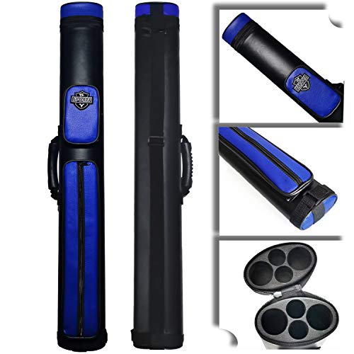2x2 Hard cue case Oval Pool Cue Billiard Stick Carrying Case - color: A03-Blue