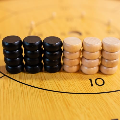 27 Inch Crokinole Board Game, Crokinole & Checkers with 22 Inch Playing Surface, 24 Discs and Storage Bag, Canadian Heritage Tabletop Games, Dexterity Krokinole Games for Families and Friends - style: 27 Inch