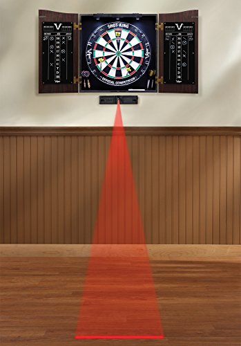Viper Vault Cabinet & Shot King Sisal/Bristle Dartboard Ready-to-Play Bundle with Two Sets of Steel-Tip Darts, Throw Line, and Dry Erase Scoreboards, Walnut Finish - style: Elite Set