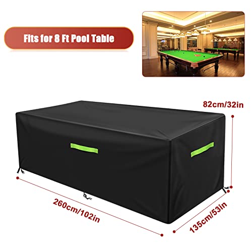 GEMITTO 7/8/9 ft Pool Table Cover, Waterproof Billiard Cover Polyester Fabric for Snooker Billiard Table (102x53x32in) Black