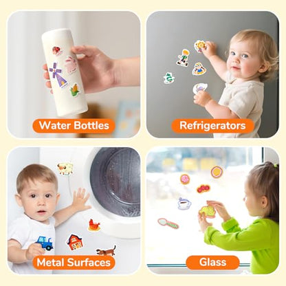 JoyCat Reusable Sticker Book Set (3-Pack): Farm, Pizza-Making, Weather - 90 Pcs Stickers for Toddlers, Kids Sticker Activity Book, Road Trip Travel Toys, Birthday Gifts for Boys and Girls - style: 3-Pack: Weather, Farm, Pizza