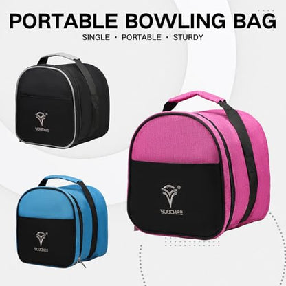 Compact Single Bowling Ball Tote Bag for Spare Ball, Lightweight One-Ball Bowling Bag with Built-In Ball Holder, Easy Carry Handle, Durable for Practice & League Play - color: Black