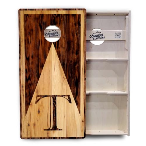 Cornhole Solutions Tournament Cornhole Boards - Regulation 2'x4' Set 3/4" Baltic Birch (Wood Letter Design) - color: Letter T