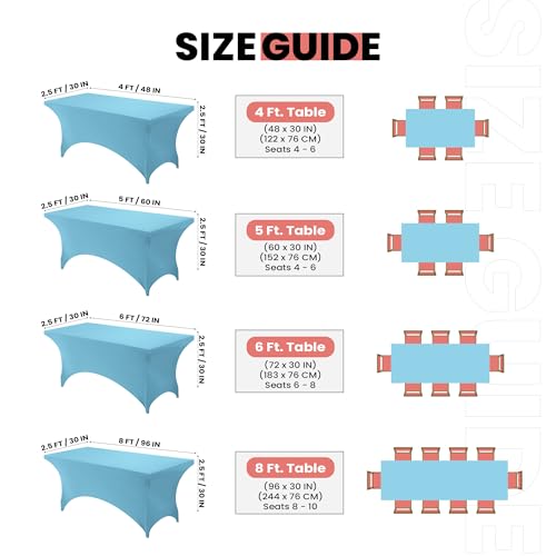 Utopia Kitchen Spandex Tablecloth 1 Pack [6FT, Blue Mist] Tight, Fitted, Washable and Wrinkle Resistant Stretch Rectangular Patio Table Cover for Event, Wedding, Banquet & Parties [72Lx30Wx30H Inch] - color: Blue Mist, size: 6 Feet - 1 Pack