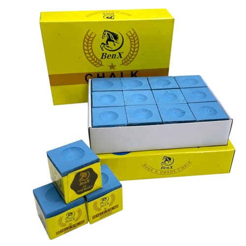 Pool Cue Chalk 24 Pack (2x12 Boxes) - Blue Billiard Chalk Cubes, High Grip Formula, Professional Tournament Grade, Mess-Free Application for Enhanced Spin & Control - style: 3A