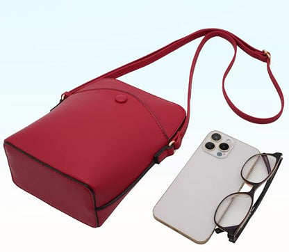 Solene Small Crossbody Bag with Gold Hardware, Mini Shoulder Purse with Adjustable Strap - color: Red
