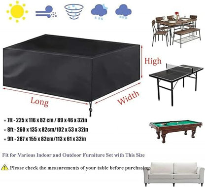 Billiard Pool Table Protective Cover 7ft/8ft/9ft Waterproof Dust Cover Sunscreen Full Protection Cover for Indoor&Outdoor Billiard Snooker Table