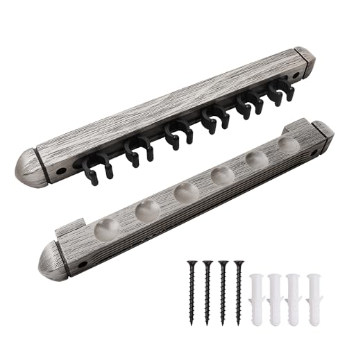 GSE Games & Sports Expert 2-Piece 6/8/12 Billiard Pool Cue Rack Wall Mounted Holders, Billiard Cue Sticks Wall Rack Set - style: 6 Cue - Brushed Grey