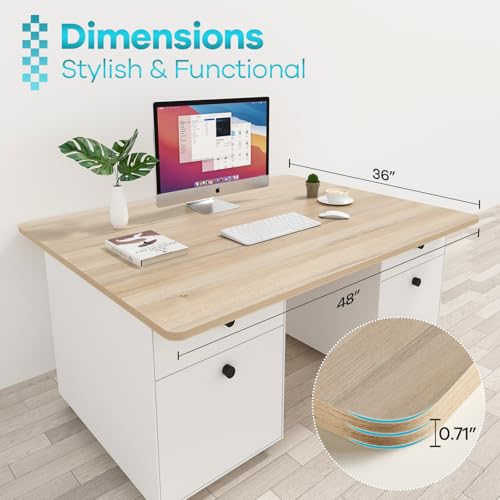 Kaboon Universal Tabletop 48"x36", Solid One-Piece Melamine Table Top, Restaurant Desk DIY, Home and Office Countertop, Oak/Grey Tone - color: Oak, size: 48x36