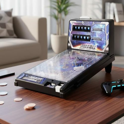 Pinball Desktop Machine Electronic Tabletop Pinball Game with Lights Sounds and Scoreboard Retro Pinballs Toy for Children and Familiy