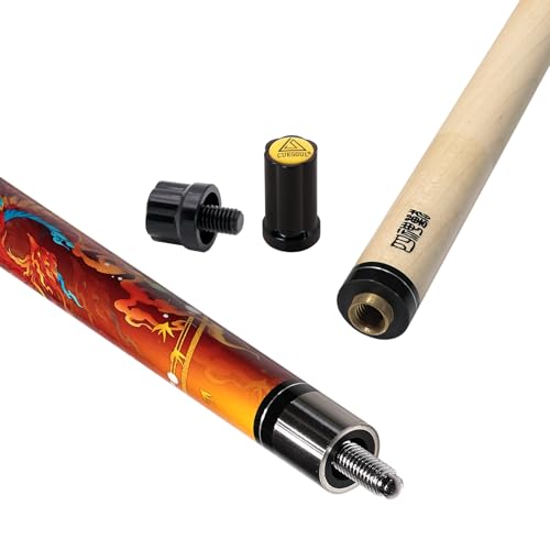 CUESOUL 19oz Pool Cue with Black case,13mm Tip,58inches Mythological Symbols Pattern 4 Styles - color: Rosefinch