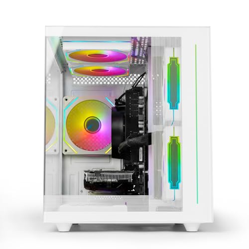 Gaming PC Desktop Computer - Ryzen 5 4500, Radeon RX 6500XT 4GB, 16GB DDR4 RAM, 512GB NVME SSD, Prebuilt Tower for 1080P Casual Gaming, Streaming, School & Home Office (White)