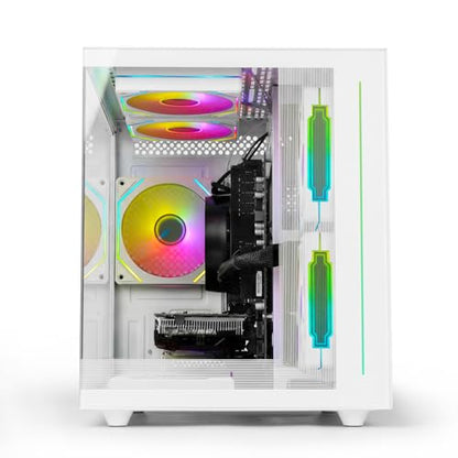 Gaming PC Desktop Computer - Ryzen 5 4500, Radeon RX 6500XT 4GB, 16GB DDR4 RAM, 512GB NVME SSD, Prebuilt Tower for 1080P Casual Gaming, Streaming, School & Home Office (White)