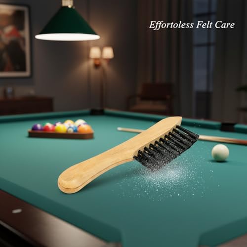 Billiard Table Felt Cleaning Brush with Soft Polyester Bristles and Wooden Handle for Pool Table Maintenance - size: 8.19 x 1.77 x 0.79 in