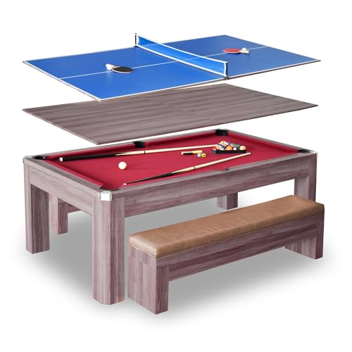 Hathaway Pool Table Combo Set with Benches - color: Woodtone